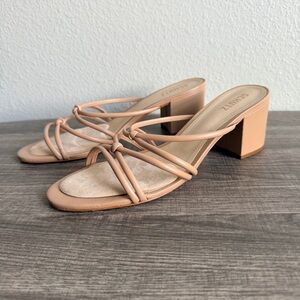 Schutz Princey Knot Strappy Sandals Block Heels Women’s Size 11B True Beige